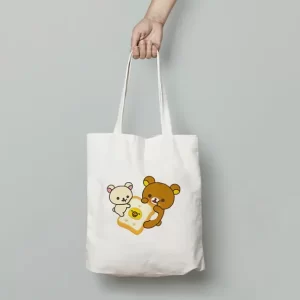 Lovely Rilakkuma & Korilakkuma Hugging Kiiroitori Tote Bag