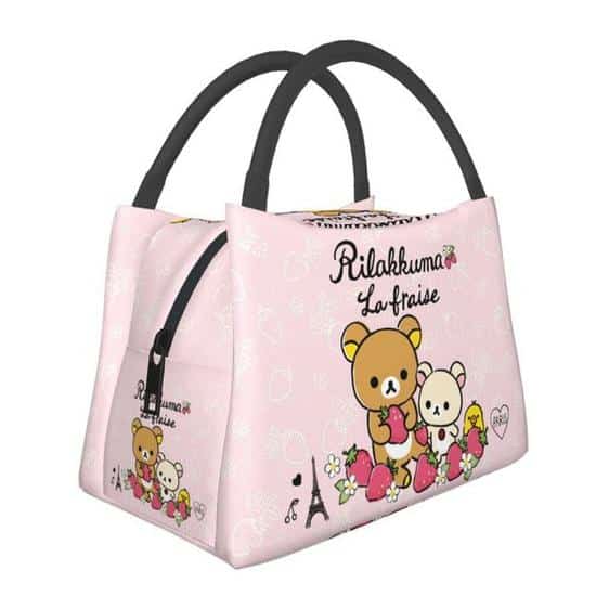 Lovely Rilakkuma La Fraise Baby Pink Thermal Lunch Bag