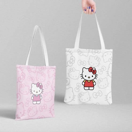 Lovely Sanrio Cat Hello Kitty Head Ribbon Pattern Tote Bag
