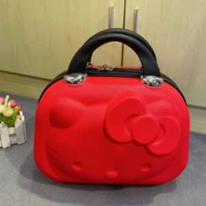 Lovely Sanrio Hello Kitty Embossed Face Red Lady Makeup Bag