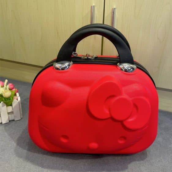 Lovely Sanrio Hello Kitty Embossed Face Red Lady Makeup Bag