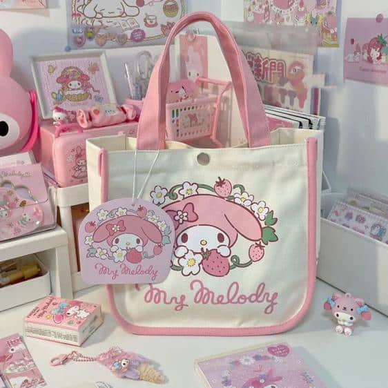Adorable My Melody Strawberry Farm Tote Bag