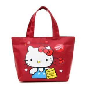 Charming Hello Kitty Cat Biscuit Logo Art Red Tote Bag