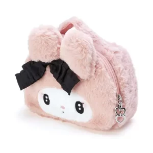 Cute My Melody With Black Bow Plush Makeup Bag
