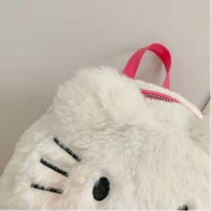 Kawaii Hello Kitty Cat Face White Plush Backpack