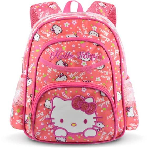 Kawaii Hello Kitty Head Flower Pattern School Backpack