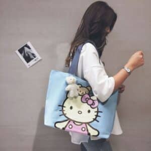 Lovely Hello Kitty With Teddy Bear Blue Shoulder Bag