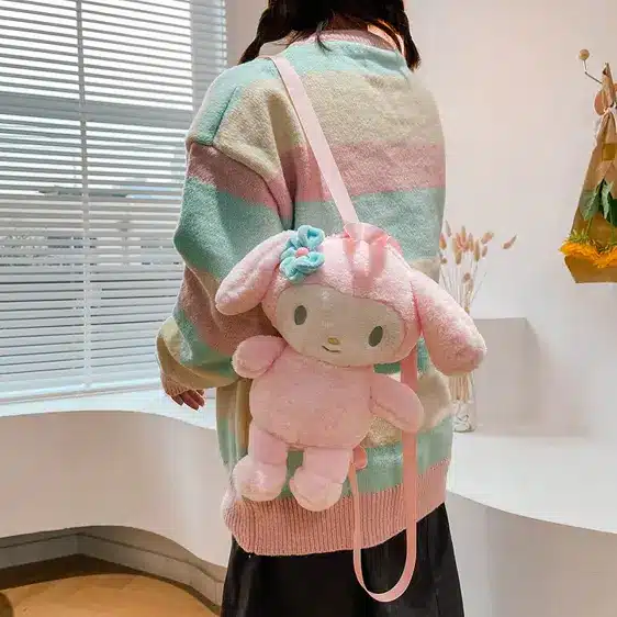 Lovely Sanrio My Melody Pink Plush Backpack Bag