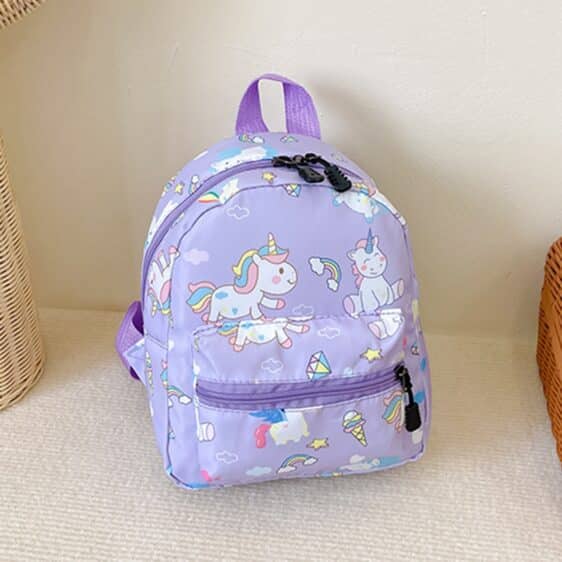Cute Cartoon Unicorn Rainbow Children Purple Backpack
