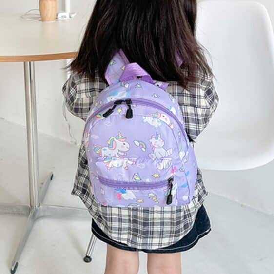 Cute Cartoon Unicorn Rainbow Children Purple Backpack
