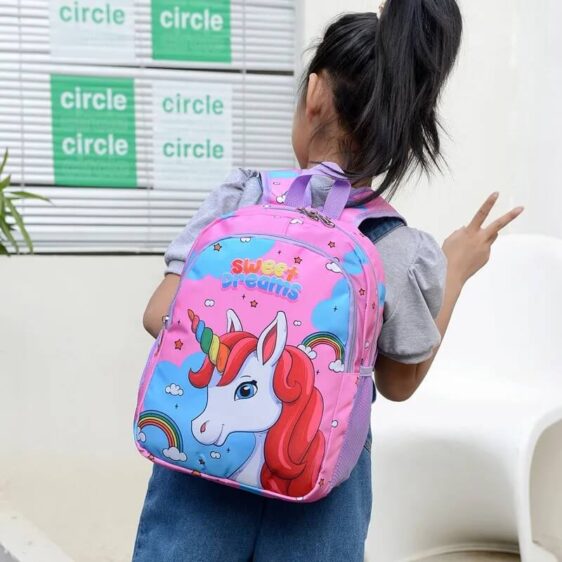 Kawaii Rainbow Unicorn Large Pink School Backpack