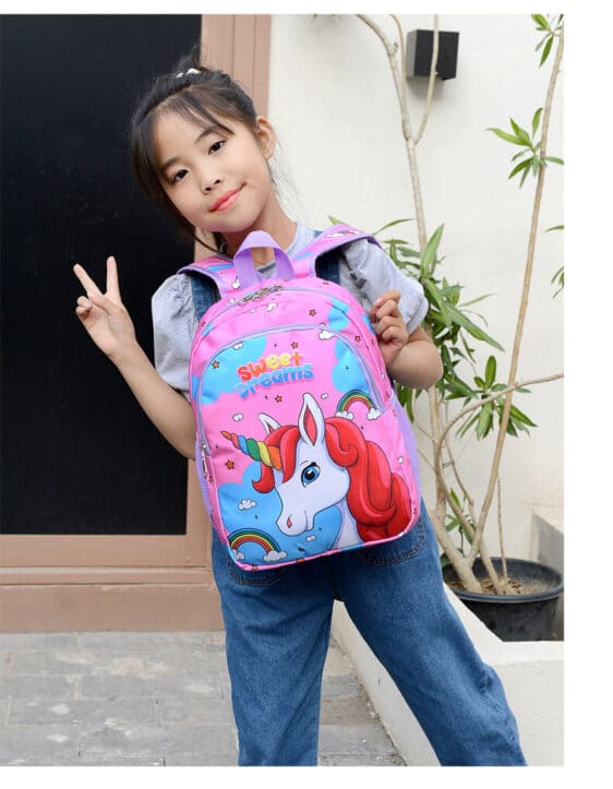 Kawaii Rainbow Unicorn Large Pink School Backpack