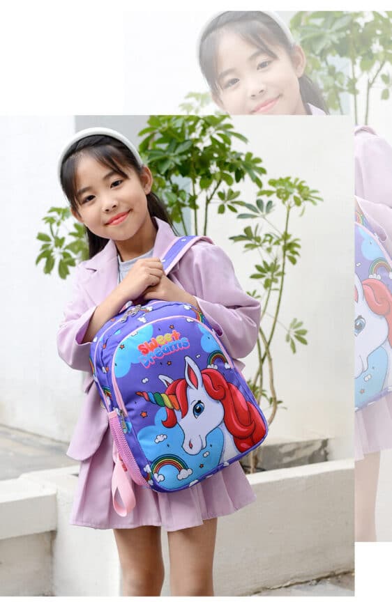Kawaii Rainbow Unicorn Large Purple School Backpack