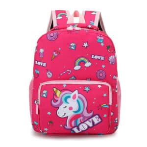 Kids Girl Lightweight Hot Pink Love Unicorn Backpack