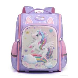 Large Capacity Multipockets Unicorn Purple School Backpack