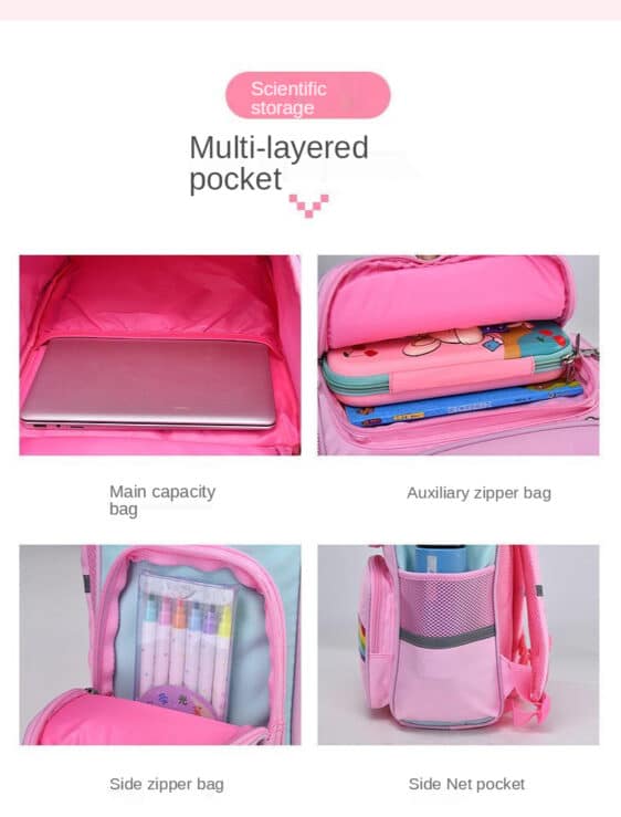 Multipocket Large Rainbow Unicorn Backpack for Kids