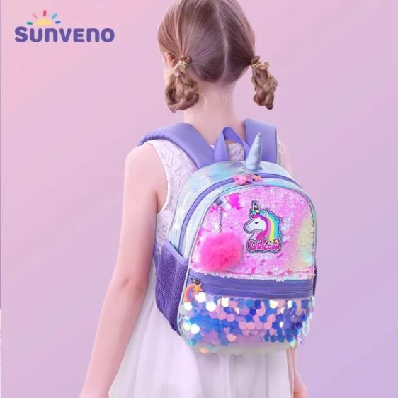 Sparkly Shiny Sequin Purple Unicorn Backpack for Girls