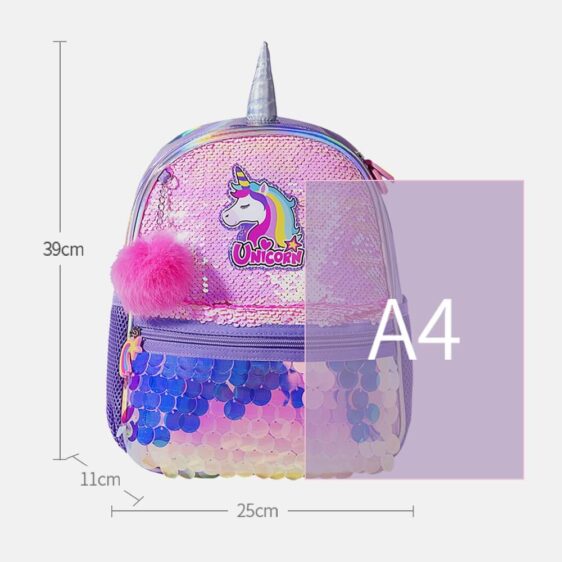 Sparkly Shiny Sequin Purple Unicorn Backpack for Girls