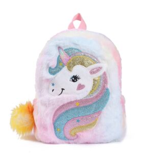 Unicorn Soft Plush White Preschool Backpack for Girls