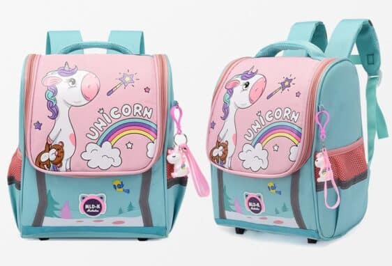 Waterproof Large Green Pink Unicorn Backpack for Girls