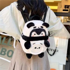 Kawaii Panda Suit Animal White Backpack